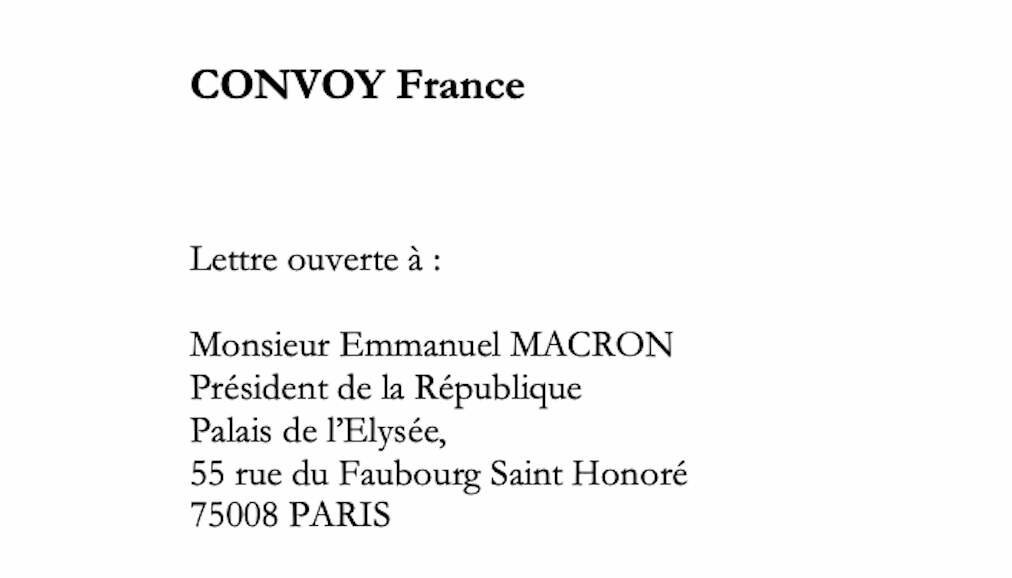 Convois de la Liberté : Lettre ouverte de Convoy France à Emmanuel Macron Convois de la Liberté : Lettre ouverte de Convoy France à Emmanuel Macron
