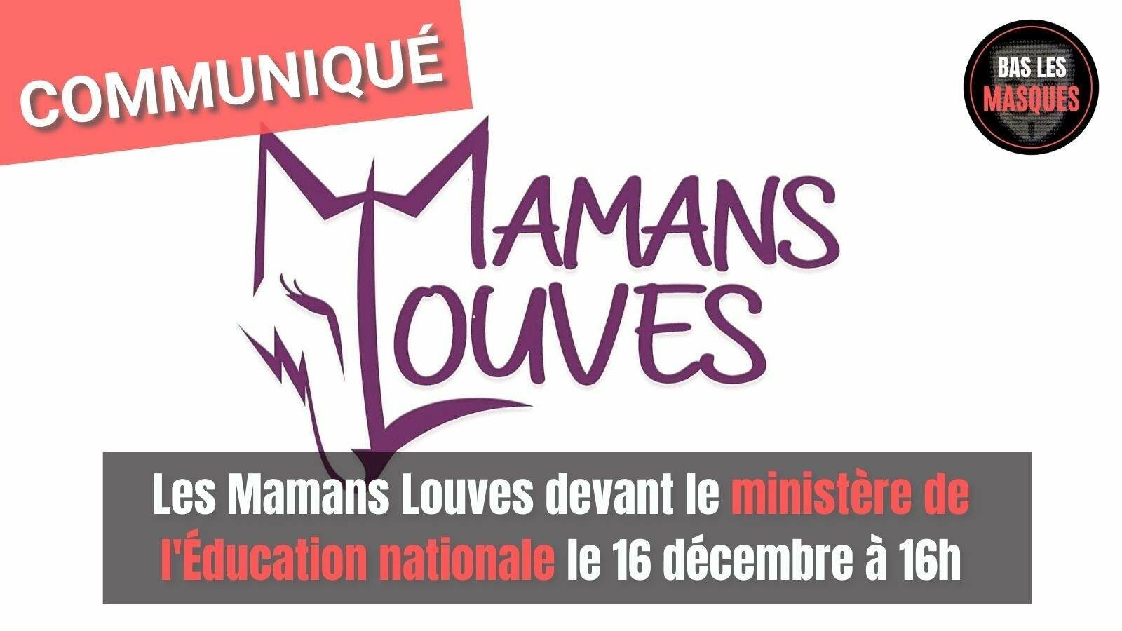 Les Mamans Louves devant le ministère de l'Éducation nationale le 16 décembre à 16h